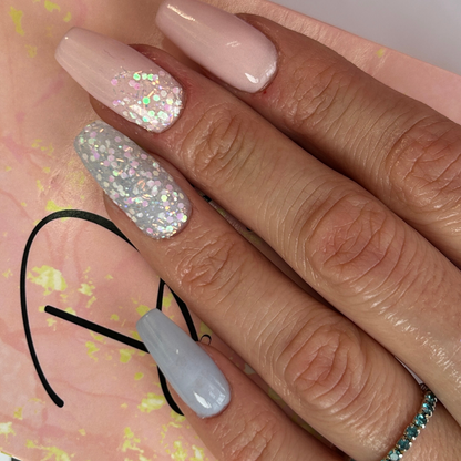 Deepa Dipping Powder White - Pink Sequin 130