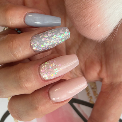 Deepa Dipping Powder White - Pink Sequin 130