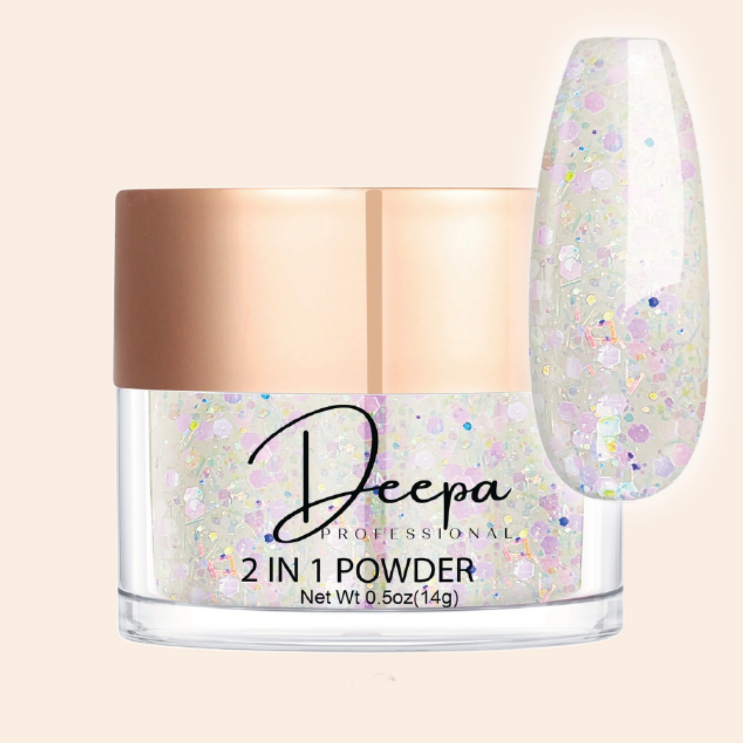 Deepa Dipping Powder White - Pink Sequin 130