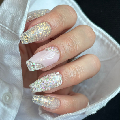 Deepa Dipping Powder White - Pink Sequin 130